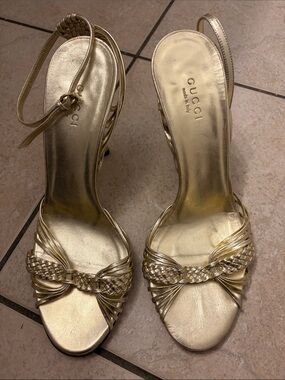 Gucci Sandals Pelle Cuoio Nappa Silk Platino